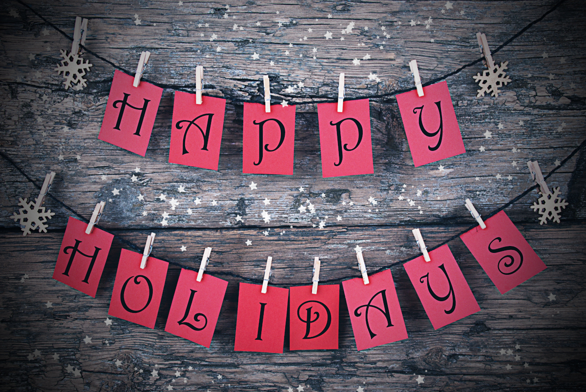 'Merry Christmas and Happy New Year' with Present on Knit Background Illustration